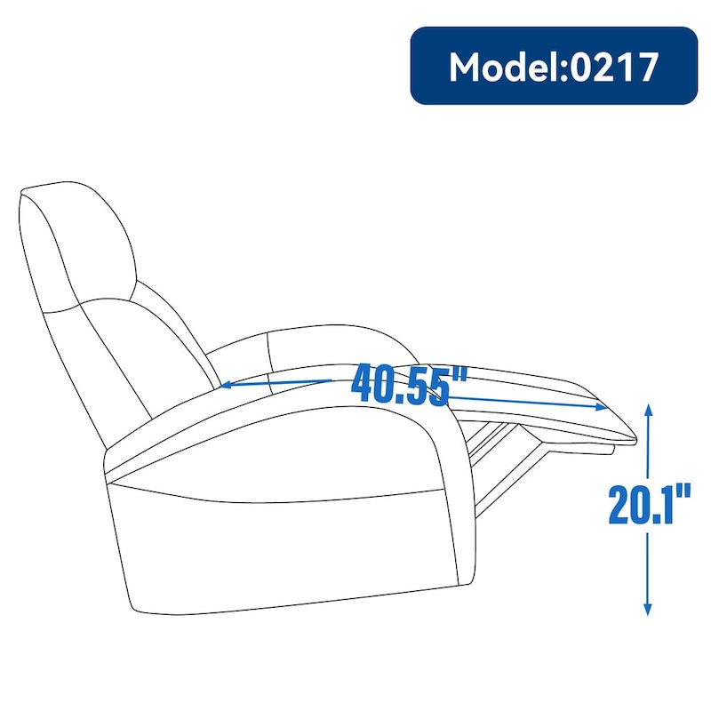 Fauteuil inclinable électrique pivotant et coulissant en cuir véritable bleu avec ports USB, USB-C et poches latérales