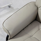 Fauteuil inclinable avec pouf, Fauteuil inclinable pivotant avec pouf, Fauteuil inclinable en similicuir avec dossier haut et cadre en bois