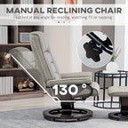 Fauteuil inclinable avec pouf, Fauteuil inclinable pivotant avec pouf, Fauteuil inclinable en similicuir avec dossier haut et cadre en bois