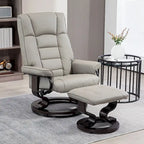 Fauteuil inclinable avec pouf, Fauteuil inclinable pivotant avec pouf, Fauteuil inclinable en similicuir avec dossier haut et cadre en bois