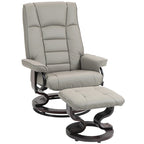 Fauteuil inclinable avec pouf, Fauteuil inclinable pivotant avec pouf, Fauteuil inclinable en similicuir avec dossier haut et cadre en bois