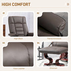 Fauteuil inclinable avec pouf, Fauteuil inclinable pivotant avec pouf, Fauteuil inclinable en similicuir avec dossier haut et cadre en bois