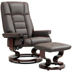 Fauteuil inclinable avec pouf, Fauteuil inclinable pivotant avec pouf, Fauteuil inclinable en similicuir avec dossier haut et cadre en bois