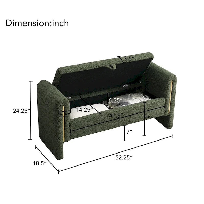 Banc de bout de lit moderne avec accoudoirs et rangement, tabouret repose-pieds rembourré