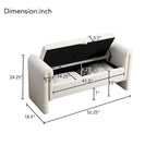 Banc de bout de lit moderne avec accoudoirs et rangement, tabouret repose-pieds rembourré
