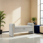 Banc de bout de lit moderne avec accoudoirs et rangement, tabouret repose-pieds rembourré