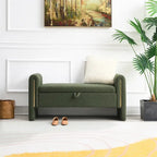 Banc de bout de lit moderne avec accoudoirs et rangement, tabouret repose-pieds rembourré