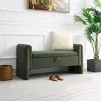 Banc de bout de lit moderne avec accoudoirs et rangement, tabouret repose-pieds rembourré