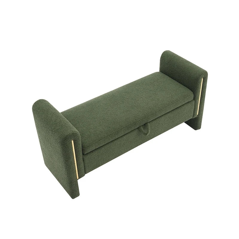 Banc de bout de lit moderne avec accoudoirs et rangement, tabouret repose-pieds rembourré