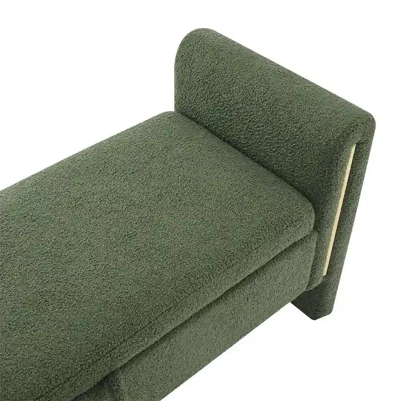 Banc de bout de lit moderne avec accoudoirs et rangement, tabouret repose-pieds rembourré