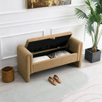 Banc de bout de lit moderne avec accoudoirs et rangement, tabouret repose-pieds rembourré