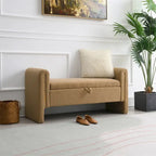 Banc de bout de lit moderne avec accoudoirs et rangement, tabouret repose-pieds rembourré