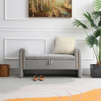 Banc de bout de lit moderne avec accoudoirs et rangement, tabouret repose-pieds rembourré