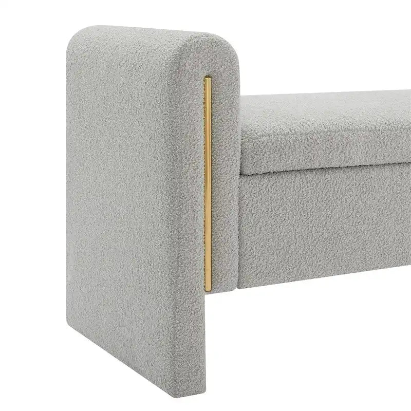 Banc de bout de lit moderne avec accoudoirs et rangement, tabouret repose-pieds rembourré