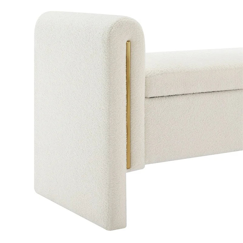 Banc de bout de lit moderne avec accoudoirs et rangement, tabouret repose-pieds rembourré