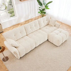 110,2 Canapé trois places en chenille, 1 pouf