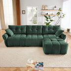 110,2 Canapé trois places en chenille, 1 pouf