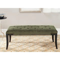 Banc d'appoint capitonné crème à clous décoratifs – 48 larg. x 20 prof. x 19 haut.