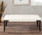 Leia Cream Tufted Nailhead Bench - 48Wx20Dx19H
