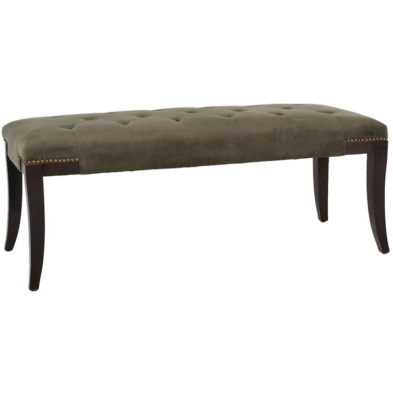 Banc d'appoint capitonné crème à clous décoratifs – 48 larg. x 20 prof. x 19 haut.