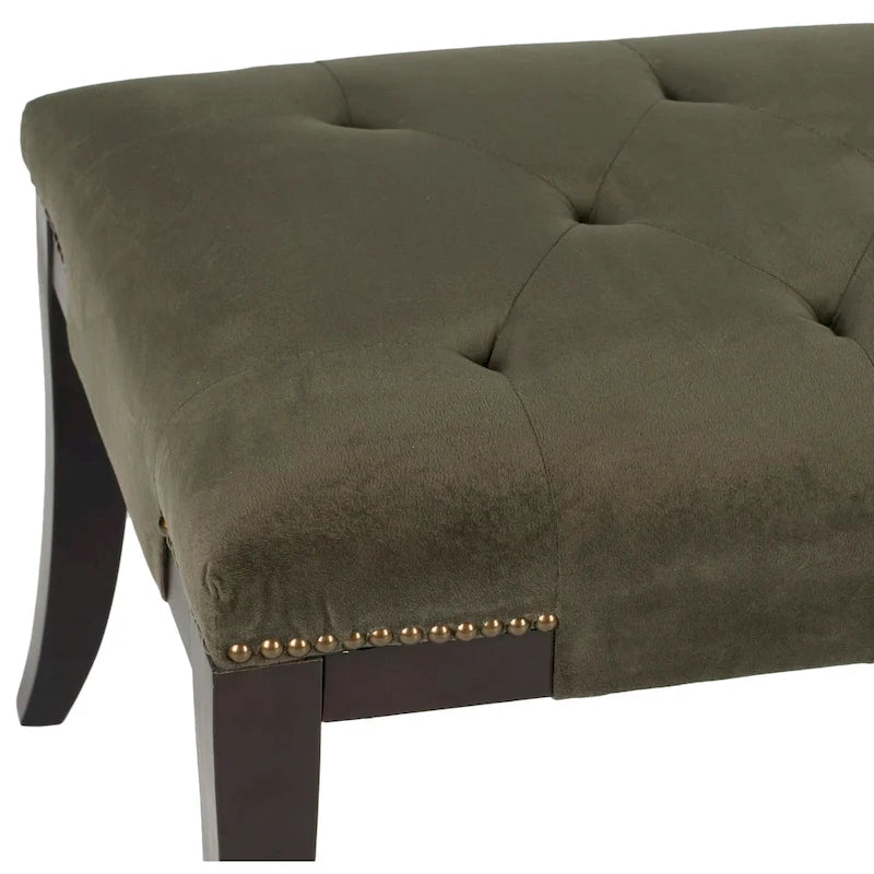 Banc d'appoint capitonné crème à clous décoratifs – 48 larg. x 20 prof. x 19 haut.