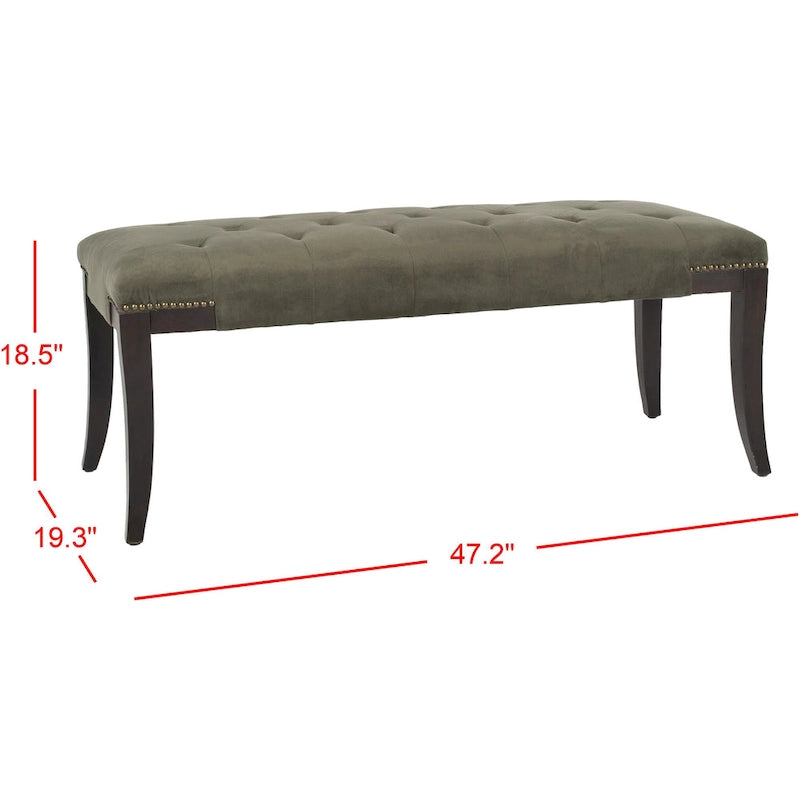 Banc d'appoint capitonné crème à clous décoratifs – 48 larg. x 20 prof. x 19 haut.