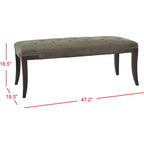 Banc d'appoint capitonné crème à clous décoratifs – 48 larg. x 20 prof. x 19 haut.