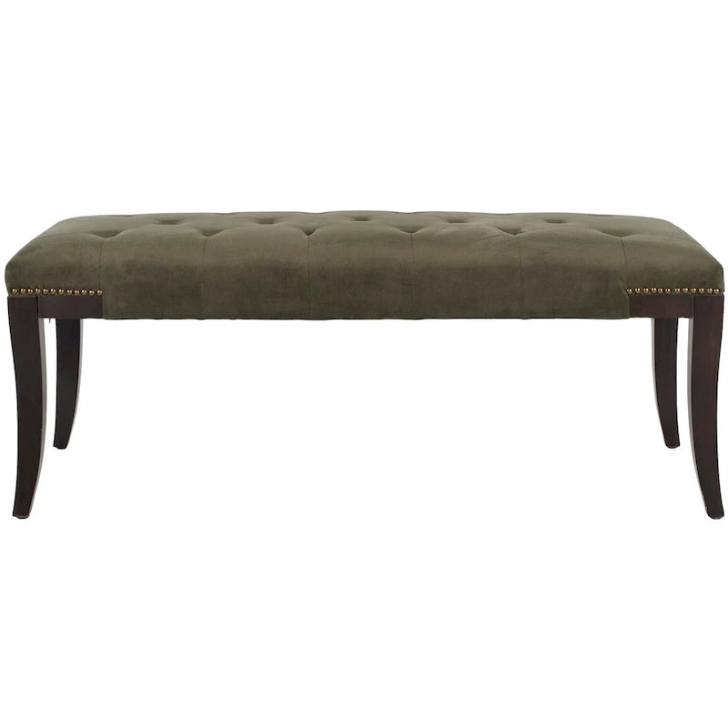 Banc d'appoint capitonné crème à clous décoratifs – 48 larg. x 20 prof. x 19 haut.