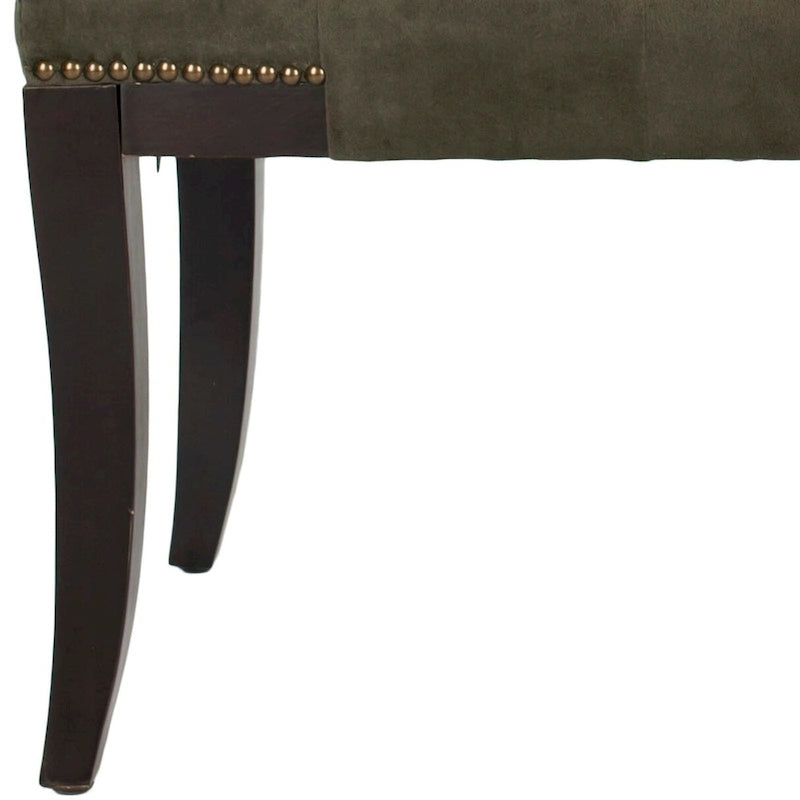 Banc d'appoint capitonné crème à clous décoratifs – 48 larg. x 20 prof. x 19 haut.