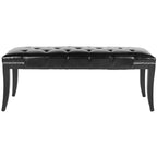 Banc d'appoint capitonné crème à clous décoratifs – 48 larg. x 20 prof. x 19 haut.