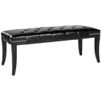 Banc d'appoint capitonné crème à clous décoratifs – 48 larg. x 20 prof. x 19 haut.