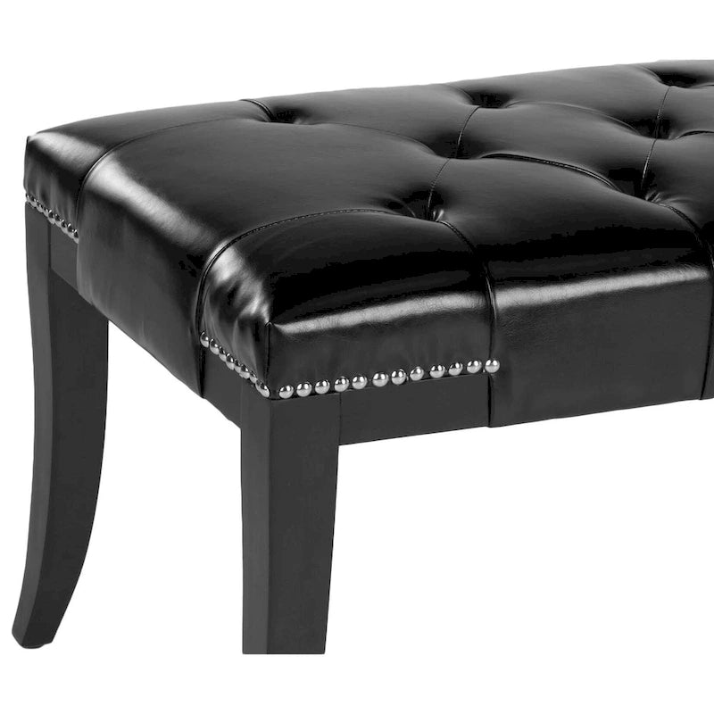 Banc d'appoint capitonné crème à clous décoratifs – 48 larg. x 20 prof. x 19 haut.