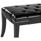 Banc d'appoint capitonné crème à clous décoratifs – 48 larg. x 20 prof. x 19 haut.