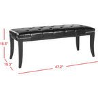 Banc d'appoint capitonné crème à clous décoratifs – 48 larg. x 20 prof. x 19 haut.