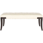 Banc d'appoint capitonné crème à clous décoratifs – 48 larg. x 20 prof. x 19 haut.