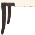 Banc d'appoint capitonné crème à clous décoratifs – 48 larg. x 20 prof. x 19 haut.