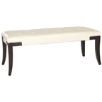 Banc d'appoint capitonné crème à clous décoratifs – 48 larg. x 20 prof. x 19 haut.