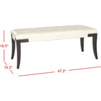 Banc d'appoint capitonné crème à clous décoratifs – 48 larg. x 20 prof. x 19 haut.