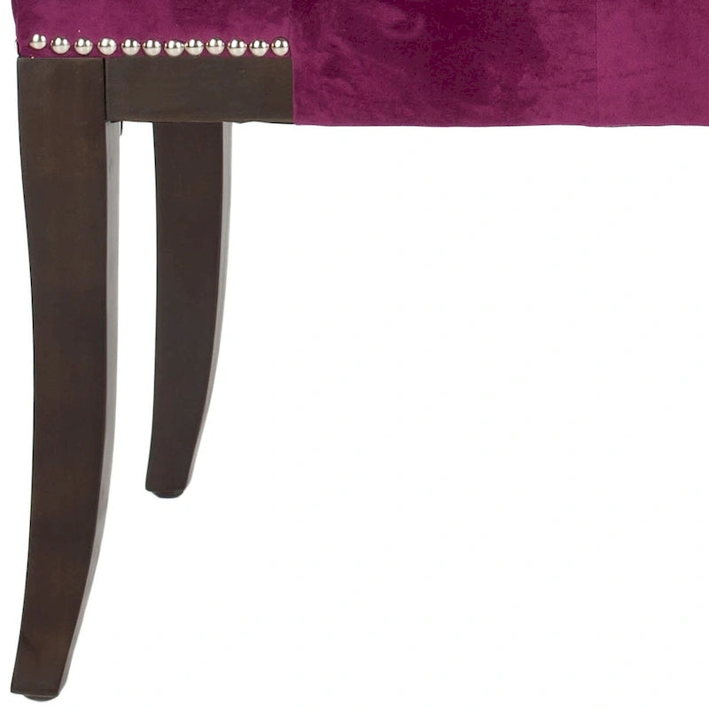 Banc d'appoint capitonné crème à clous décoratifs – 48 larg. x 20 prof. x 19 haut.