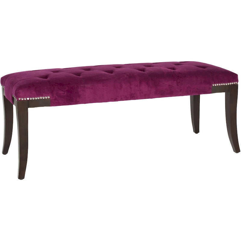 Banc d'appoint capitonné crème à clous décoratifs – 48 larg. x 20 prof. x 19 haut.