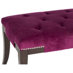Banc d'appoint capitonné crème à clous décoratifs – 48 larg. x 20 prof. x 19 haut.