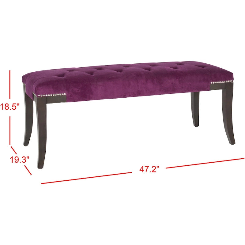 Banc d'appoint capitonné crème à clous décoratifs – 48 larg. x 20 prof. x 19 haut.