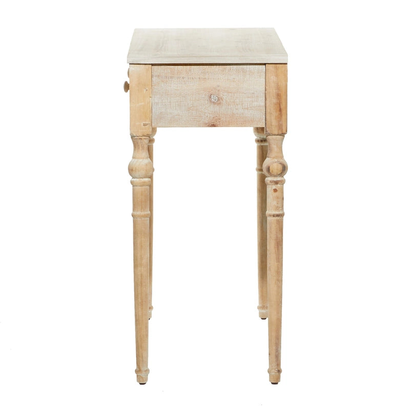 Console 2 tiroirs sculptée florale de ferme – Marron, entièrement assemblée