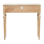 Console 2 tiroirs sculptée florale de ferme – Marron, entièrement assemblée