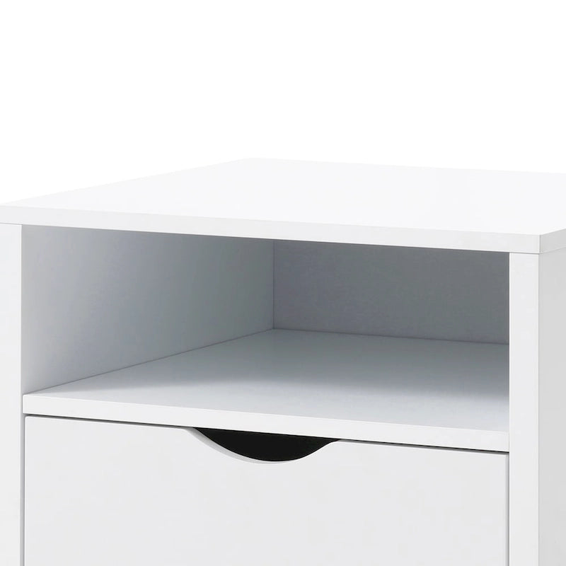 Table de chevet Jeff Mid-Century Modern en bois blanc