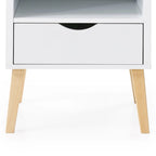 Table de chevet Jeff Mid-Century Modern en bois blanc