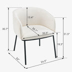 Lot de 1 fauteuil d'appoint en forme de tonneau avec accoudoirs, tapissé de tissu bouclé