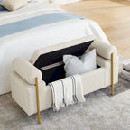 Banc de rangement en velours rembourré