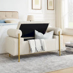 Banc de rangement en velours rembourré