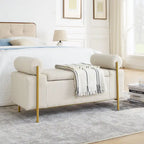 Banc de rangement en velours rembourré